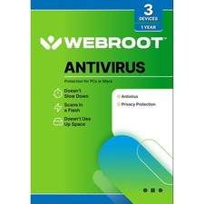 Webroot Antivirus Software 2026 3 Device 1 Year PC/Mac with 12, green