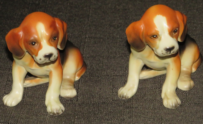VINTAGE LEFTON ADORABLE BEAGLE FIGURINES 3 1/2" TALL #691