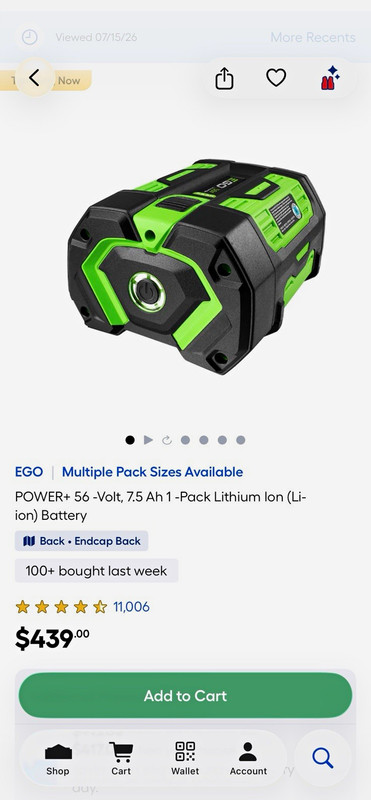EGO Power+ BA3360T 56V 6.0Ah Lithium-Ion Battery Genuine OEM Tested Works