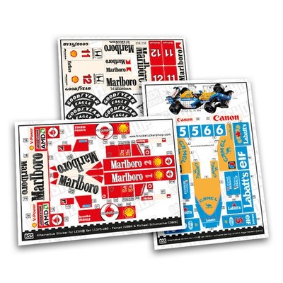 Alternative Sticker Bundle for Sets 10330, 10353 & 11375 - Senna, Mansell & Schu