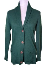Kenar Woman’s Wool Green Shawl Collar Cardigan Minimalist Timeless Classic Lg