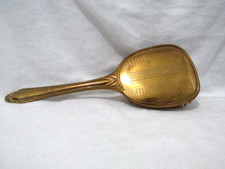 Vintage 10.5" Long Golden Wheel Brass Tone Vanity Hairbrush