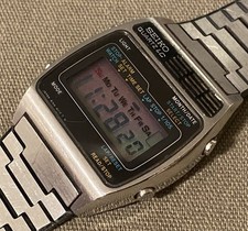 Vintage 1977 Seiko A159-4019 Digital Chronograph LCD Watch Runs Original Band