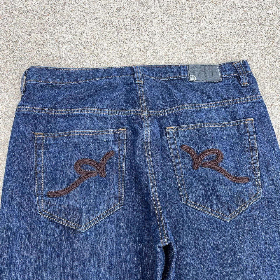 Y2K Vintage Rocawear Baggy Wide Leg Jeans Cyber Mall Goth 40x32 Skater Loose - Image 4 of 4