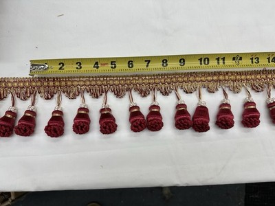 3  Trim Fringe W/ Gimp Top - Sold By The Yard - Red