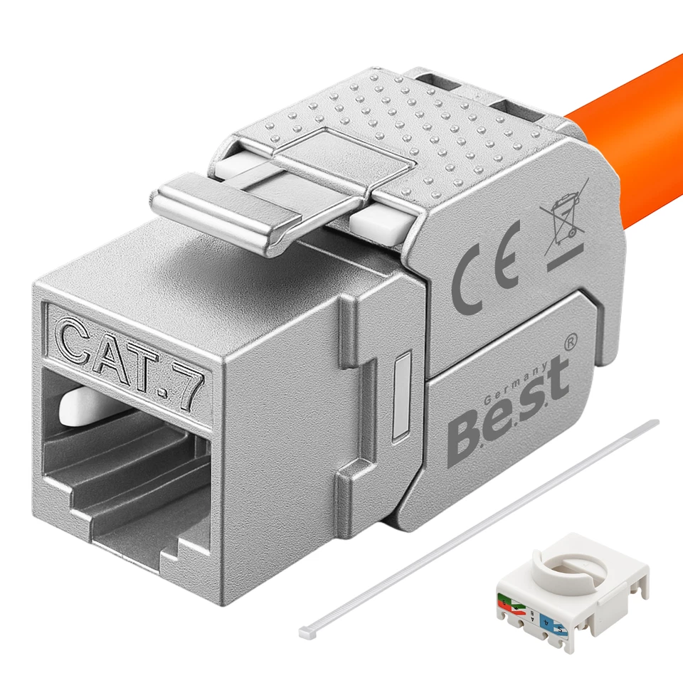CAT7  Keystone Modul RJ45, werkzeugfrei, STP geschirmt, 10 Gbit, AWG22–26 - Bild 2 von 4