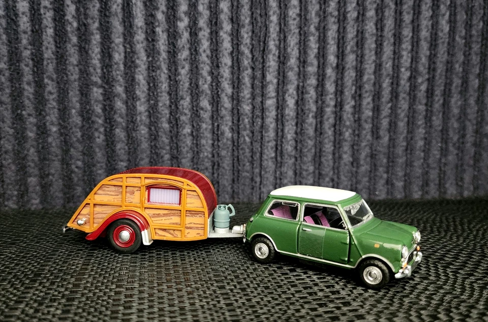 Mini Cooper With Teardrop Camper 1:43 Scale - Includes Display Case - Cararama - image 4 of 4