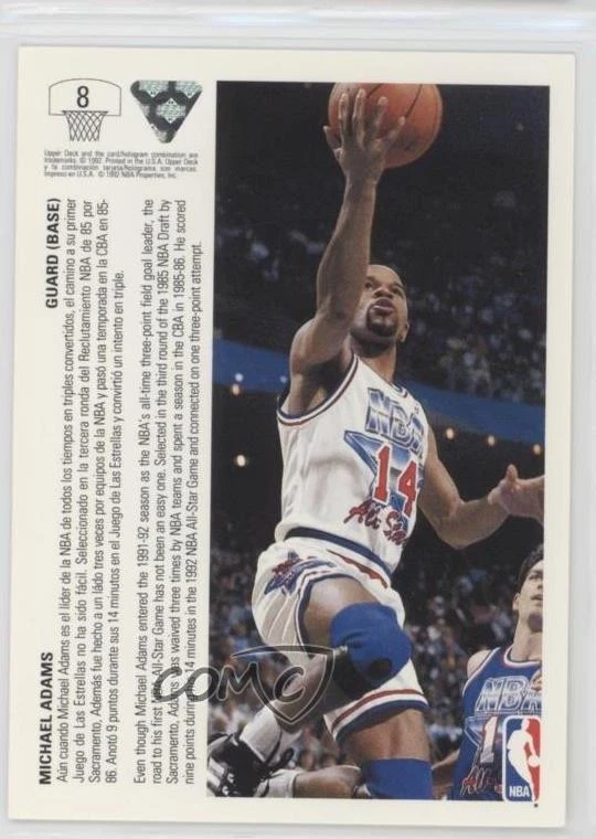 1991-92 Upper Deck International Spanish Michael Adams #8 - Image 2 of 2