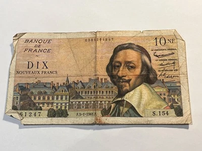 Billet France 10 Nouveaux Francs Richelieu 5-1-1961 (190-18/A2-4) - Photo 1/2