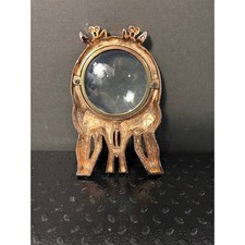 ancien presse papier loupe deux girafes avec accents strass citrine.