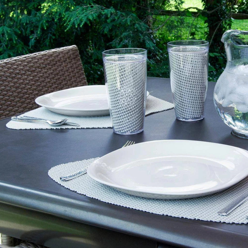 Fishnet 19 In. X 13 In. Light Gray PVC Covered Jute Wedge Placemat (Set of 6) - Image 4 of 4