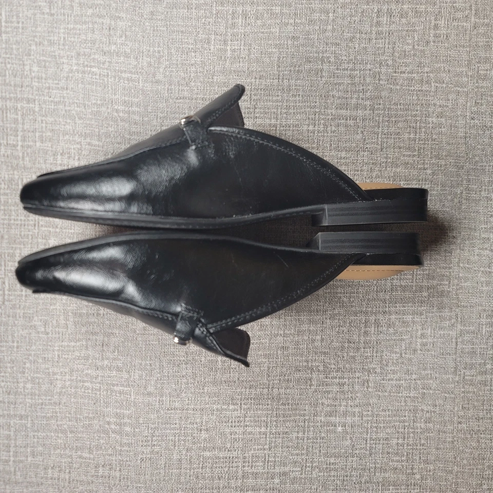 Zapatos planos Rachel Zoe Alani Mules para mujer 9,5 negros de imitación de cuero Foto 3 de 4