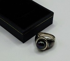 Honora 925 Cultured Freshwater Black Pearl, Black Mop Inlaid Ring Size 6 183