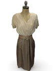 Vintage Saks Fifth Avenue Organza Silk Ivory Brown 2 Piece Dress & Jacket 6