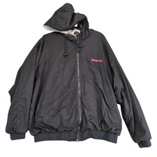 Vintage 90s Snap-On Tools Black Hooded Work Jacket Mens 2XL Logo Mechanics Moto