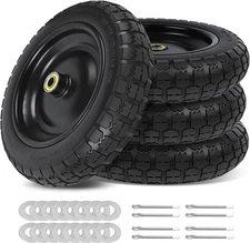 13 Inch Flat Free Wheels Tires 4.00-6 Solid Replacement with 13" - 4P 