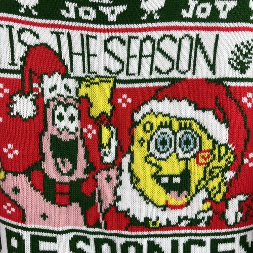 Nick 90s SpongeBob SquarePants Ugly Christmas Sweater Patrick Acrylic Medium