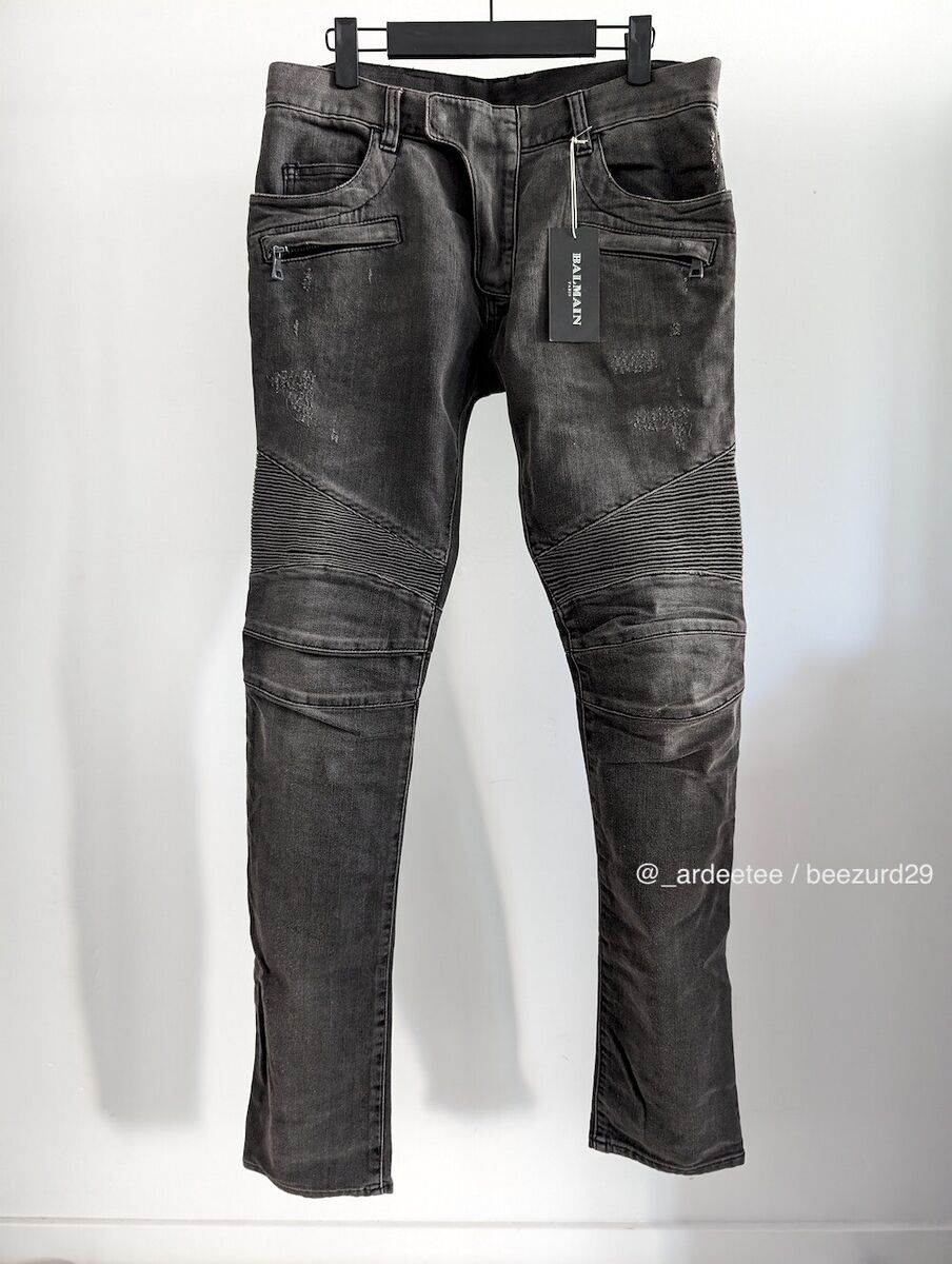 BALMAIN DISTRESSED MOTO/BIKER JEANS CHRISTOPHE DECARNIN BALMAIN DISTRESSED MOTO/BIKER JEANS CHRISTOPHE DECARNIN