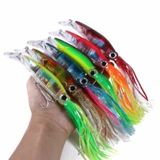 6PCS/Set Fishing Lures Squid Octopus Jig with Skirt Bass Bait Hook Crankbait USA