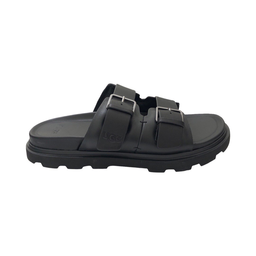UGG Men's Capitola Buckle Slide Black Leather Sandals