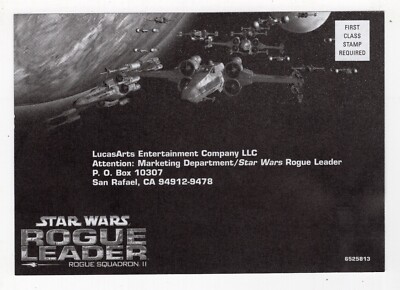 Star Wars Rogue Squadron II: Rogue Leader Registration Card Nintendo Gamecube