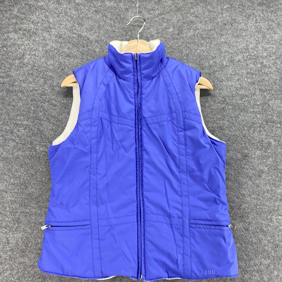 Izod Vest Women S Small Blue Full Zip High Neck Sleeveless Lined Pockets Casual - Image 3 of 4