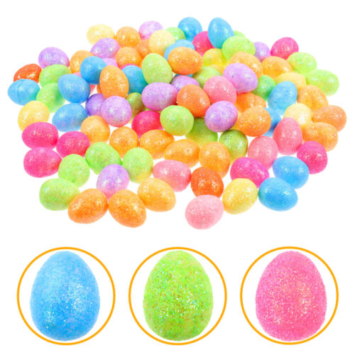 100PCS Simulation Glittering Colorful Fillable Eggs Day Eggs Foams Egg Decor