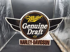 Harley Davidson Miller Genuine Draft Beer Tin Metal Sign HD Milwaukee 1990's 