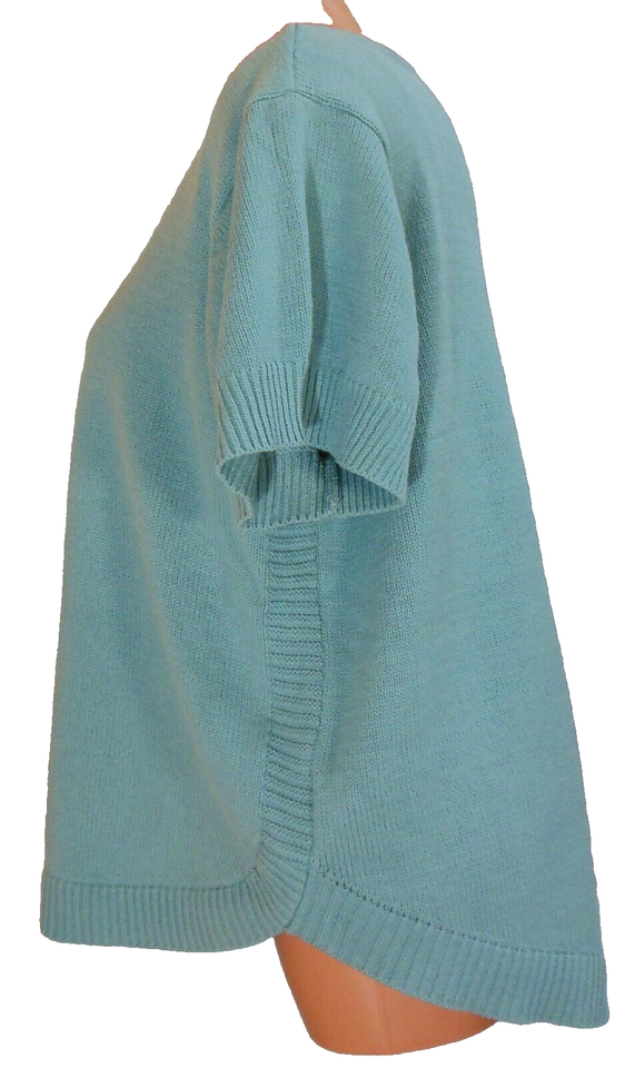 Time and Tru Sweater Top XXL Aqua Short Sleeve Shirttail Hem VGUC eBay
