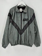 Vintage Army IPFU Jacket Mens Large Gray Windbreaker Full Zip Logo Nylon Pockets