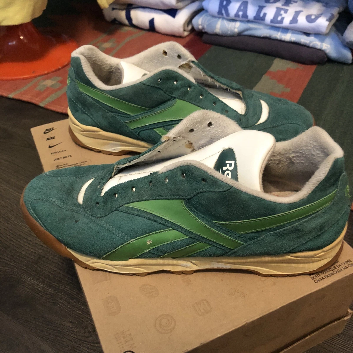 80s 90s Reebok Shoes sz 9 Green Suede Rare Model Classic Trainer | eBay