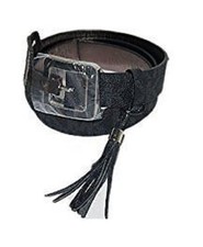 NEW MICHAEL KORS BLACK GRAY MK LOGO+SILVER TONE BUCKLE PVC WITH TASSEL,LADY BELT