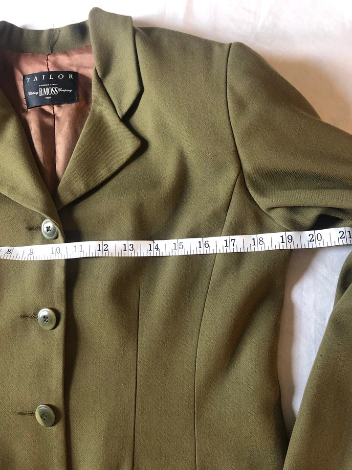 Chaqueta Blazer De Colección B Moss Tailor Para Mujer 8 Oliva Verde Ejército 4 Botones Bolsillos Forrados Foto 4 de 4