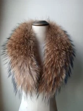 Real Raccoon Fur Collar Warm Scarf Shawl Smooth Natural Brown For Party Dinner
