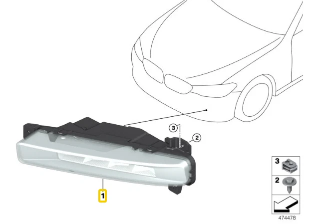 Luz antiniebla LED BMW G30 G31 G32 G38 520i 530i 540i 550i izquierda 17-19 NUEVO OEM Foto 3 de 4