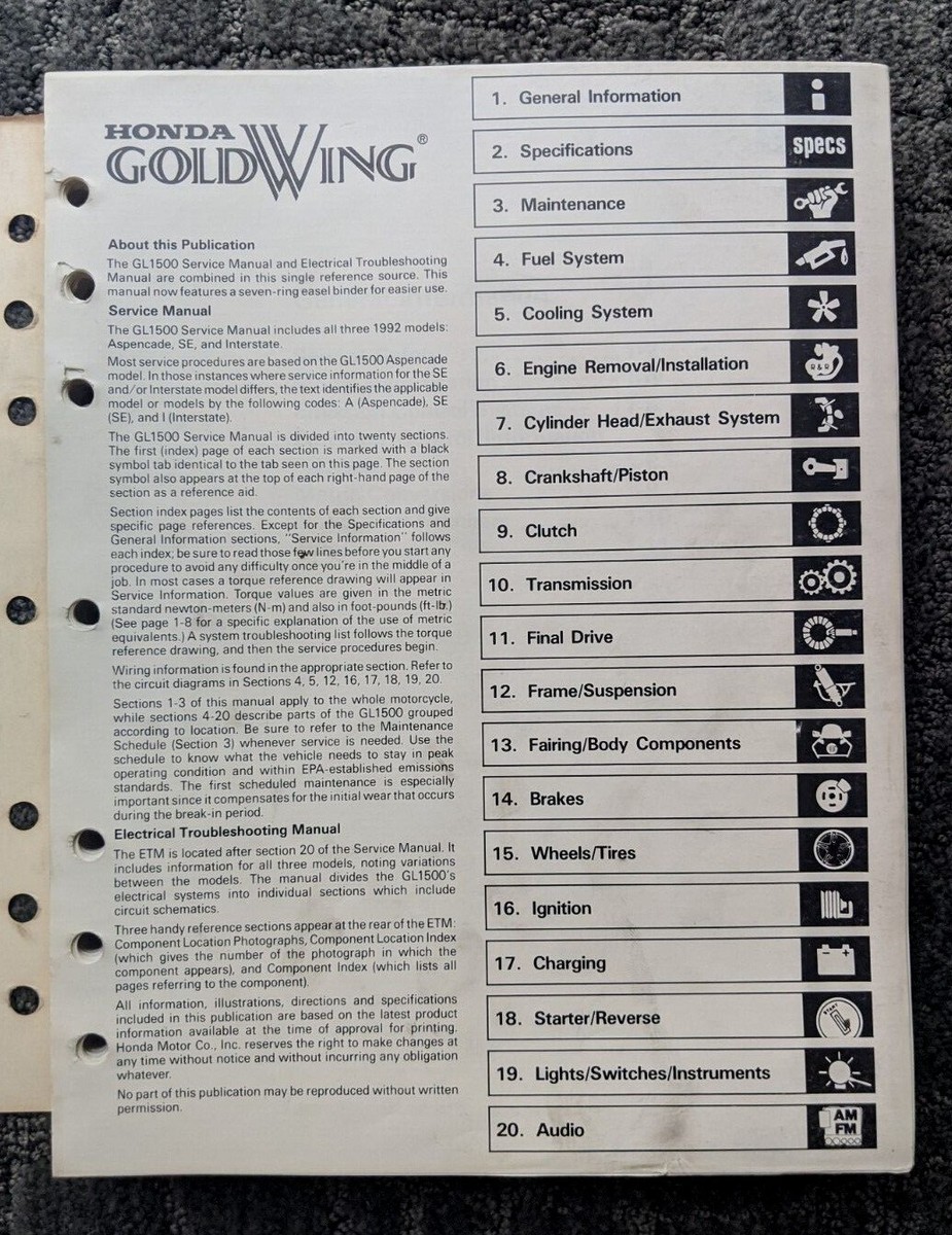 GL1500サービスマニュアル Honda Gold Wing GL1500 Repair Manual 1988-2000 - Haynes 2225