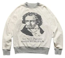 KAPITAL Beethoven love & peace raglan sleeve sweatshirt natural