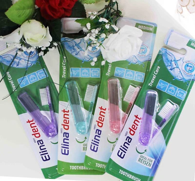 ELINA DENT 4 Reisezahnbürste Zahnbürste für die Reise aufklappbar in verschiedene Farben