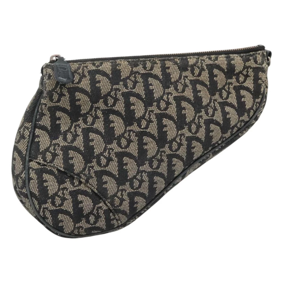 Pochette de selle Christian Dior trotteur toile noire authentique 17525