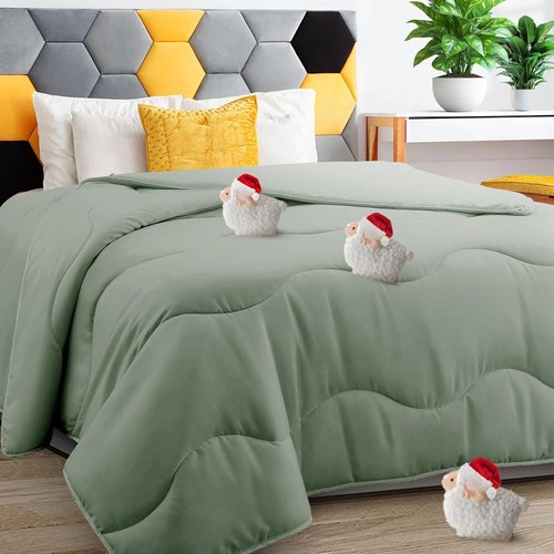 Sage Green Lightweight Comforter Set, Microfiber Summer Cooler, 88x88 - Picture 2 of 9