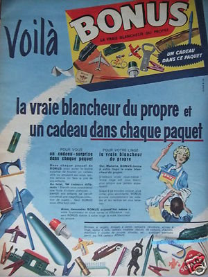 WERBUNG 1958 VOILÀ BONUS WASCHMITTEL SAUBERER WEISSE - ADVERTISING