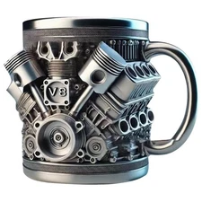 V8 Engines Stainless Steel Coffee Mug, Car Engine Coffee Cup with Insulated7067
