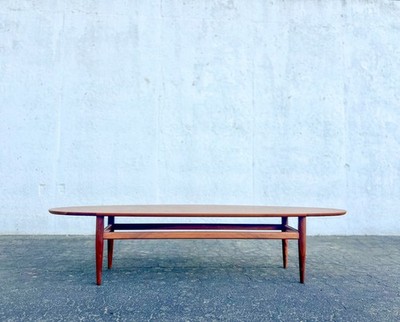 Mid-Century Modern Surfboard Style Walnut Coffee Table by Henredon