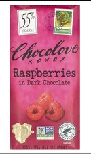 Raspberries in Dark Chocolate, 55% Cocoa, 3.1 oz (88 g)