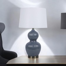 Image of 39cm Lamp & Shade - Modern Table Lamp with Brushed Brass Finish