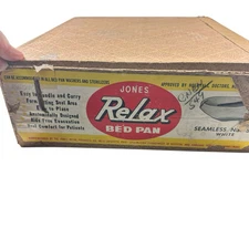 Vintage Jones Relax Bed Pan in Original Box Seamless White #500 Porcelain Enamel