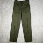 Vintage 70s Military OG-107 Pants Green Sateen Vietnam Era Trousers 30x31 Zipper