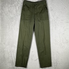 Vintage 70s Military OG-107 Pants Green Sateen Vietnam Era Trousers 30x31 Zipper