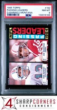 1985 TOPPS #192 DAN MARINO-JOE MONTANA HOF PASSING LEADERS PSA 8