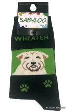 Sabyloo Wheaten Dog Crew Socks Unisex Navy Blue Size 10-13 Paw Prints Gift